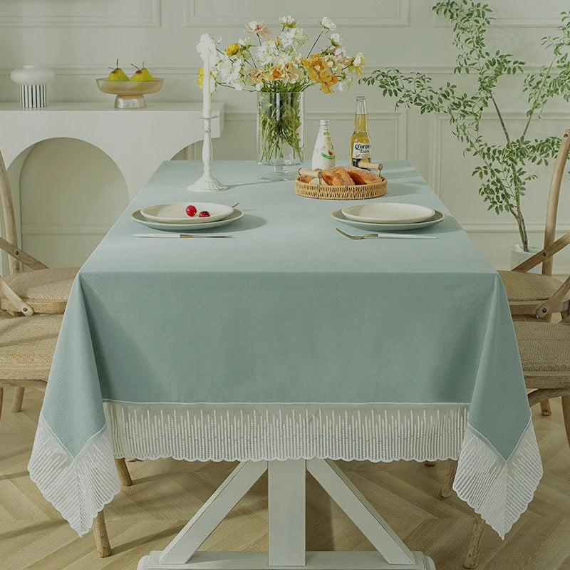 Qfdian White Lace Tablecloth French Style Meteor Shower Coffee Table Dressing Table Cover Cloth for Wedding Party Christmas Decorations