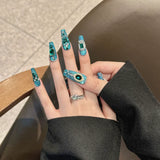 Qfdian 10Pcs High Quality Handmade Press on Nails Heavy Industry Advanced Display White Emerald Sparkling Series Wear on Nail Art Detac