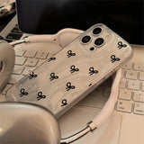Qfdian Ins Korean Mini Bow knot Laser Silver Phone Case For iPhone 11 13 14 15 16 Pro Max Cases iPhone 7 8 Plus XS XR Phone Cover