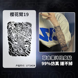 Qfdian Japanese Traditional Half Arm Herbal Juice Temporary Tattoo Stickers Sakura Leaf Lasting Art Fake Tattoo Men Women Faux Tatouage