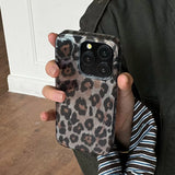 Qfdian Retro Leopard Print Smooth Pattern Mobile Phone Protective Case for iPhone 16 15 14 13 12 Pro Max Shockproof Protection Cover