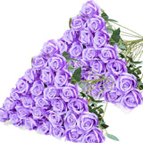 Qfdian 100PCS White Roses Artificial Flowers Bulk Fake Velvet Roses with Bendable Long Stems for Wedding Home Arrangement Event Parties