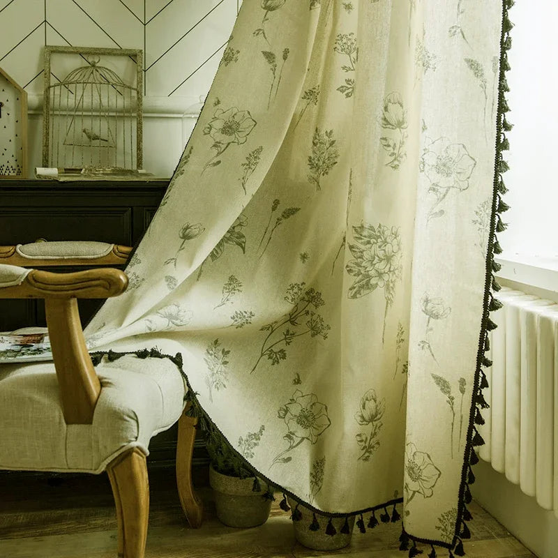 Qfdian Blue Floral Curtain Printing Window Curtains for Light Blocking Drapes Rod Pocket Bedrooms Living Room Bathroom Boho Decorations