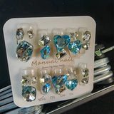 Qfdian 10pcs High Quality Handmade Press on Nails BLingBLing Blue Eyes Diamond of Duck Egg Korean Nail Art Accessories