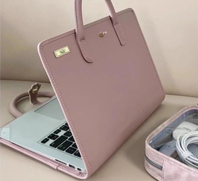 Qfdian Pink Girls Casual All Match Simple Top-Handle Bags Korean Solid Trendy Chic Laptop Bag Sweet Y2k Fashion Travel Women's Handbags