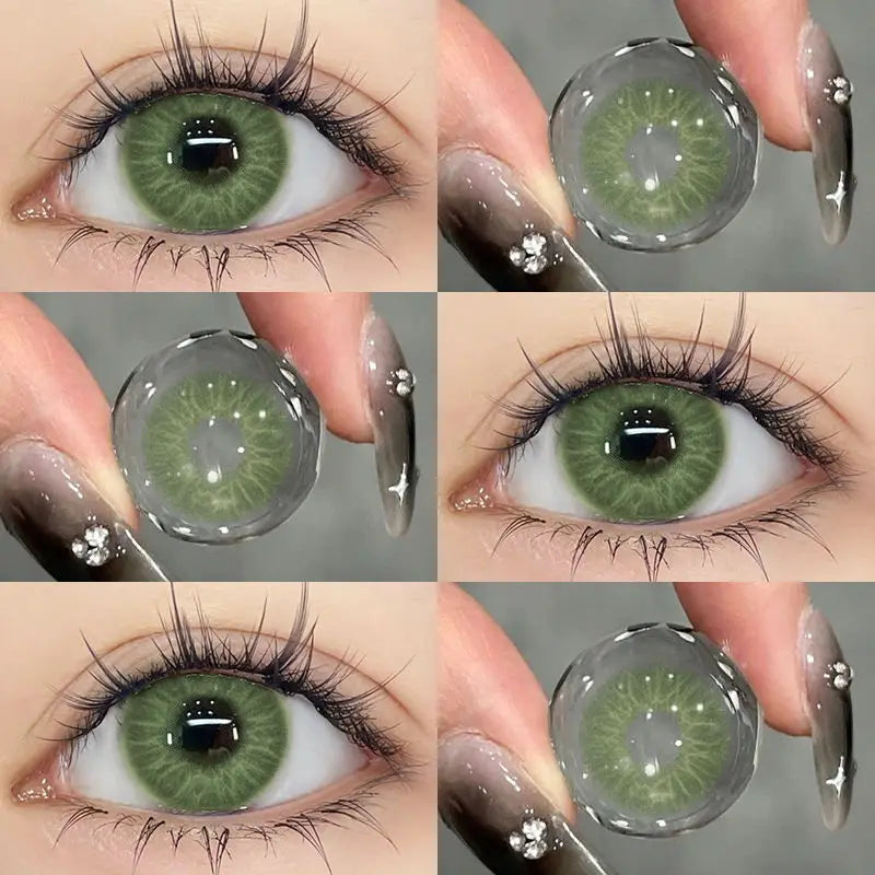 Qfdian 1pair Gray Color Contact Lenses Softlens for Eyes Lenses Cosmetic Eyecontacts Yearly Use