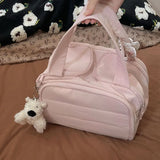 Qfdian Large Capacity Cosmetic Bag Female Travel Wash Handbag Bathroom Partition Shower Makeup Pouch Unisex Toiletries Organizer