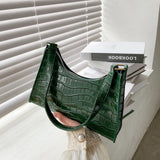 Qfdian Fashion PU Leather Underarm Bags for Women Alligator Pattern Armpit Handbag Female Small Handbags Messenger Purse