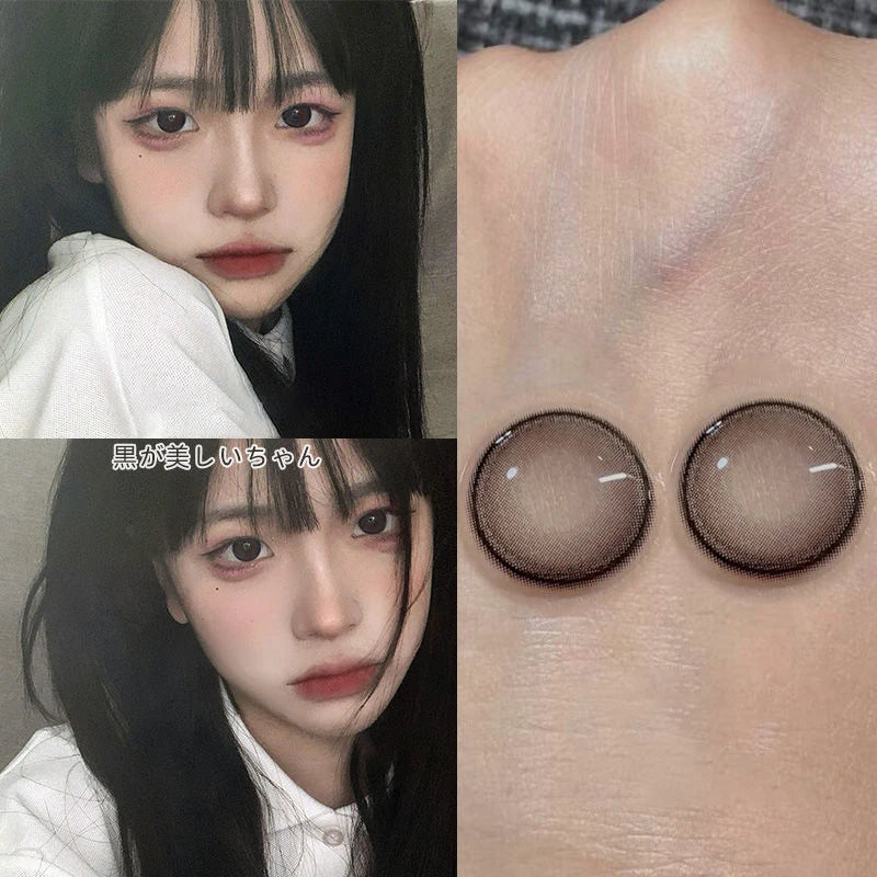 Qfdian Myopia Blue Color Contact Lenses Black Pupil 6months 1pair Cosmetic Lenses