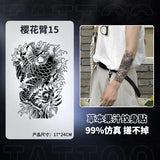 Qfdian Japanese Traditional Half Arm Herbal Juice Temporary Tattoo Stickers Sakura Leaf Lasting Art Fake Tattoo Men Women Faux Tatouage