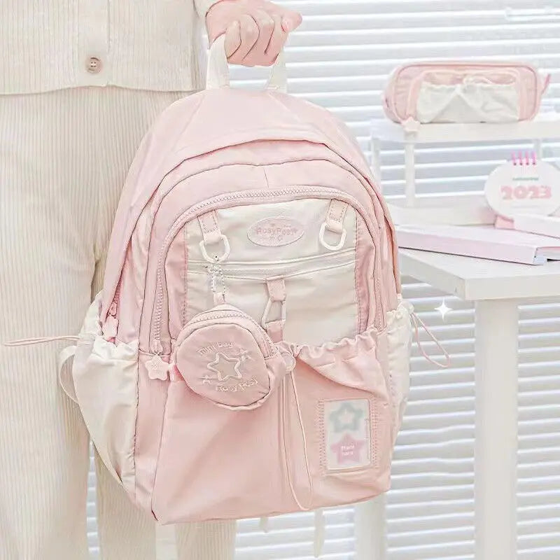 Qfdian Girl's Backpack Student New Fashion Backpacks for Girls Large Capacity School Bag Travel Bag Female Shoulder Bag for High School