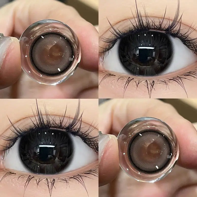 Qfdian Myopia Blue Color Contact Lenses Black Pupil 6months 1pair Cosmetic Lenses