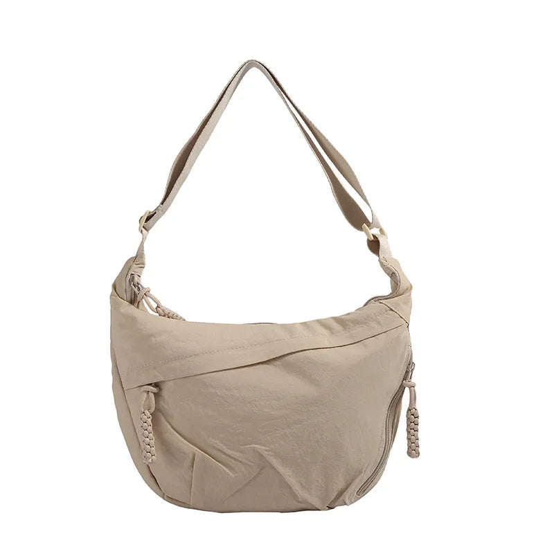 Qfdian New Women Simple All Match Shoulder Handbags Casual Solid Cargo Hobo Bag Streetwear Vintage Crossbody Bags Y2k Aesthetic