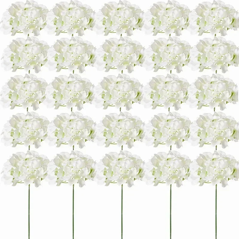 Qfdian 25PCS Hydrangea Artificial Flowers  Silk Hydrangea Heads Flowers for DIY Wedding Centerpiece Home Party Decoration