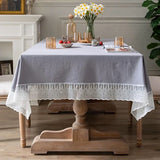 Qfdian White Lace Tablecloth French Style Meteor Shower Coffee Table Dressing Table Cover Cloth for Wedding Party Christmas Decorations