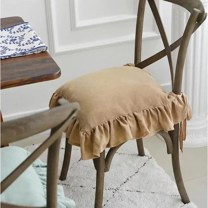 Qfdian White Chair Cover Household Lace Ruffled Seat Slipcovers Living Room Kitchen Office Removable Washable Protector Cushions Covers
