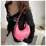 Qfdian Fashion Luxury Women Underarm Bag PU Leather Hobo Shoulder Bag For Women Small Clutch Handbag Purse Ladies Travel Tote Bags