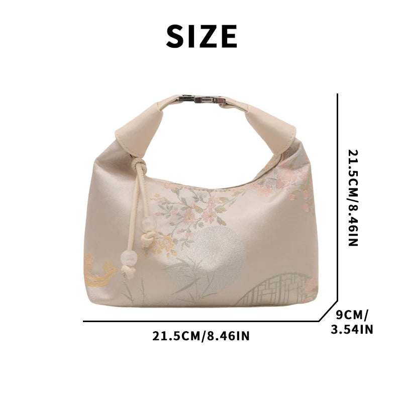 Qfdian Chinese Style Satin Embroidery Bag Women's Summer Crossbody Bag Handbag