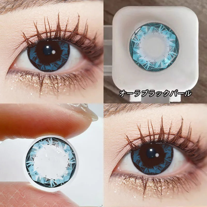 Qfdian 2pcs Diamond Cosplay Nightclub Party Contact Lenses Luxury Softlens 14.2mm