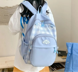 Qfdian Y2k Aesthetic Contrast Color Plaid Schoolbags Women Preppy Kawaii All Match Ita Bags Transparent High-capacity Student Backpacks