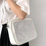 Qfdian Japanese Preppy All Match Shoulder Bag Girls Transparent Patchwork Handbags Women Y2k Aesthetic Simple Cute Crossbody Ita Bags