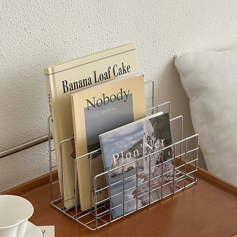 Qfdian Ins Minimalist Iron Desktop Storage Rack Organizer Table Organizing Rack Document Book Rack Desk Multi-functional Storage Rack