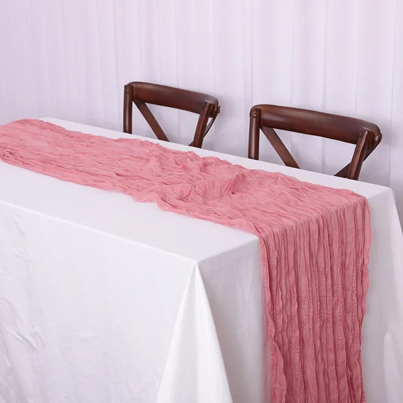 Qfdian 3pcs White Cheesecloth Table Runner Boho Gauze Cheese Cloth for Wedding Bridal Baby Shower Birthday Party Cake Table Decorations