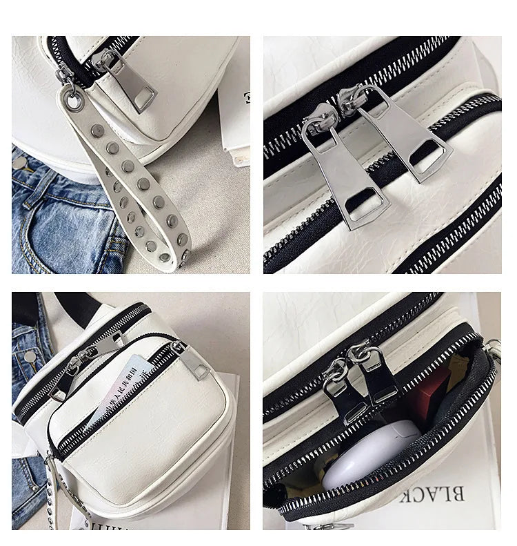 Qfdian PU Bag Female Shoulder Bag Fashion Handbag For Women Messenger Bags With Zipper Designer Bag Ladies Gift Bag