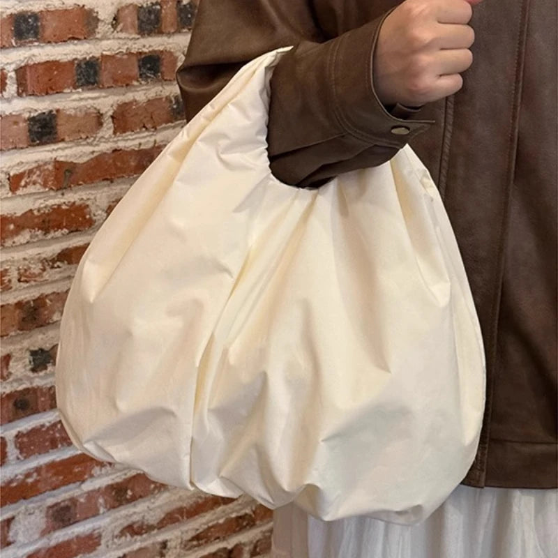Qfdian Japanese Ins Pleated Solid Women's Handbags All Match Simple Y2k Aesthetic Top-Handle Bags Fashion Casual Office Lady Clutches