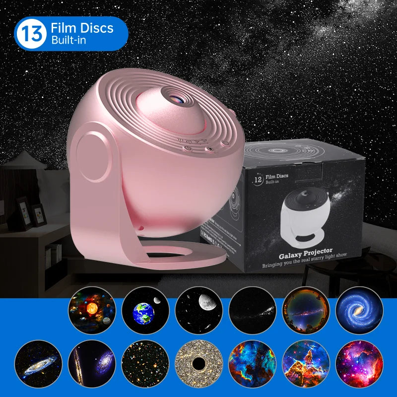 Qfdian Night Light Galaxy Projector Starry Sky Projector 360° Rotate Planetarium Lamp For Kids Bedroom Valentines Day Gift Wedding Deco