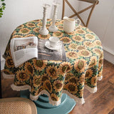 Qfdian French Floral Round Tablecloths Pattern Tabletop Sofa Covers Blanket Dustproof for Spring Summer Indoor Outdoor Home Decorations