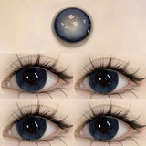 Qfdian Myopia Blue Color Contact Lenses Black Pupil 6months 1pair Cosmetic Lenses
