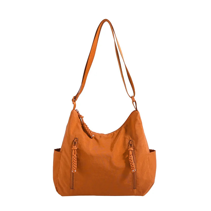 Qfdian Streetwear Women Simple Zipper Shoulder Bags All Match Y2k Aesthetic Fashion Handbags Casual Vintage Women Underarm Bag Trendy