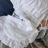 Qfdian Korean Fashion All Match Bandage Lace Mini Handbags Layered Fairy Sweet Kawaii Bags Women Trendy Y2k Aesthetic Chic Waist Packs