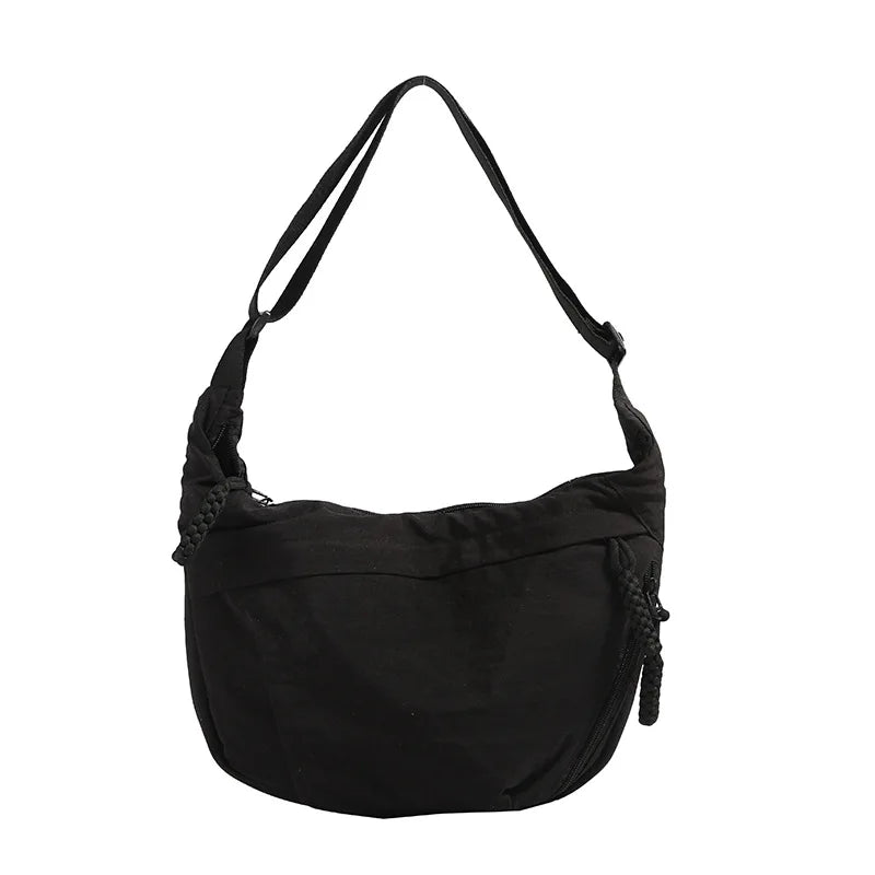 Qfdian New Women Simple All Match Shoulder Handbags Casual Solid Cargo Hobo Bag Streetwear Vintage Crossbody Bags Y2k Aesthetic
