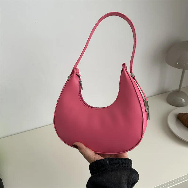 Qfdian Fashion Luxury Women Underarm Bag PU Leather Hobo Shoulder Bag For Women Small Clutch Handbag Purse Ladies Travel Tote Bags