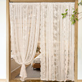 Qfdian Romantic Lace Sheer Rod Pocket Luxury Curtain Tulle French window bedroom Living room Partition Curtain Home Decor
