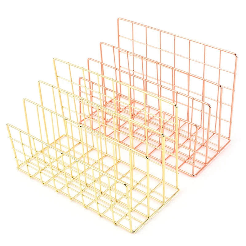 Qfdian Ins Minimalist Iron Desktop Storage Rack Organizer Table Organizing Rack Document Book Rack Desk Multi-functional Storage Rack