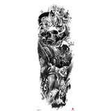 Qfdian Full Arm Tattoo Waterproof Temporary StickerCool Skull Fish Dragon Lion Clock Men Women Art Fake Sticker Glitter Style