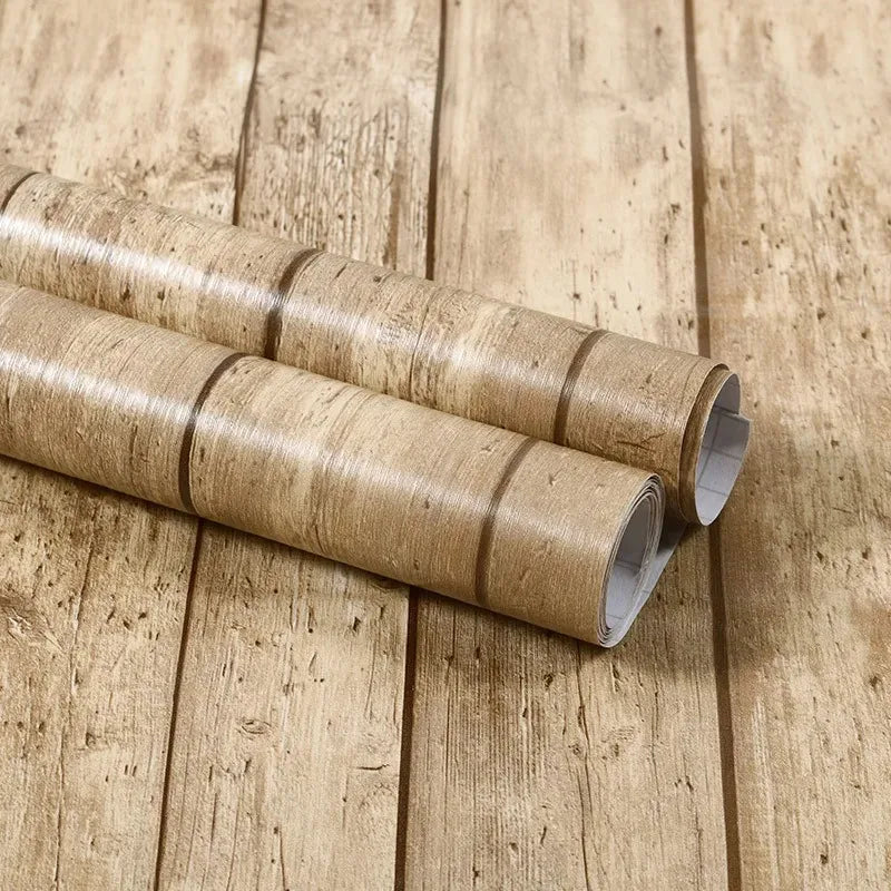 Qfdian 40CM X 1M Thickened Anti Fouling Waterproof Wood Grain Self-adhesive PVC Modern Furniture Decorative Wallpaper