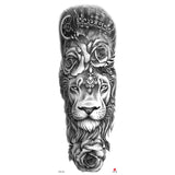Qfdian Full Arm Tattoo Waterproof Temporary StickerCool Skull Fish Dragon Lion Clock Men Women Art Fake Sticker Glitter Style