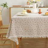 Qfdian Green Printed Pines Birds Tablecloths Rectangle Cotton Linen Table Cloth Table Cover for Kitchen Dining Tables Picnic Decoration
