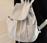 Qfdian Women Y2k Aesthetic Casual Plaid Backpack Fashion Preppy Trendy Students Schoolbags Vintage Streetwear Backpacks for Students