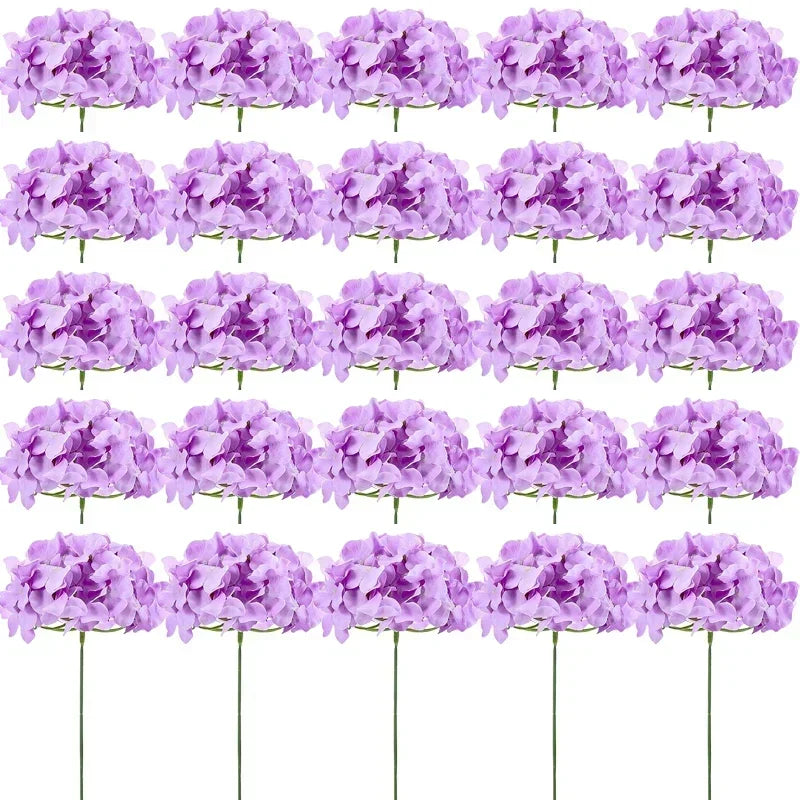 Qfdian 25PCS Hydrangea Artificial Flowers  Silk Hydrangea Heads Flowers for DIY Wedding Centerpiece Home Party Decoration