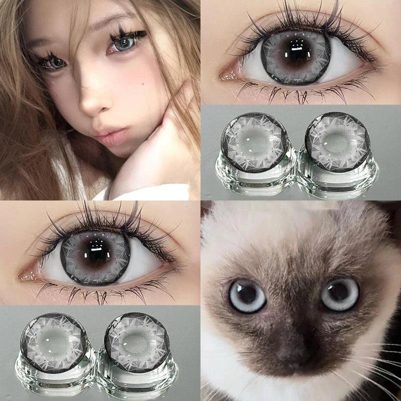 Qfdian Graded 1pair Color Contact Lenses Diamond Series Softlens 14.4mm