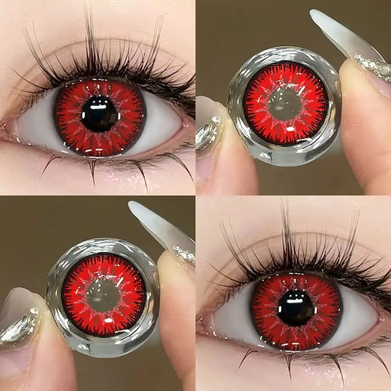 Qfdian 2Pieces Color Contact Lenses Bueatiful Pupil Cosmetic Circle Lens Yearly Cosplay Colour Contacts