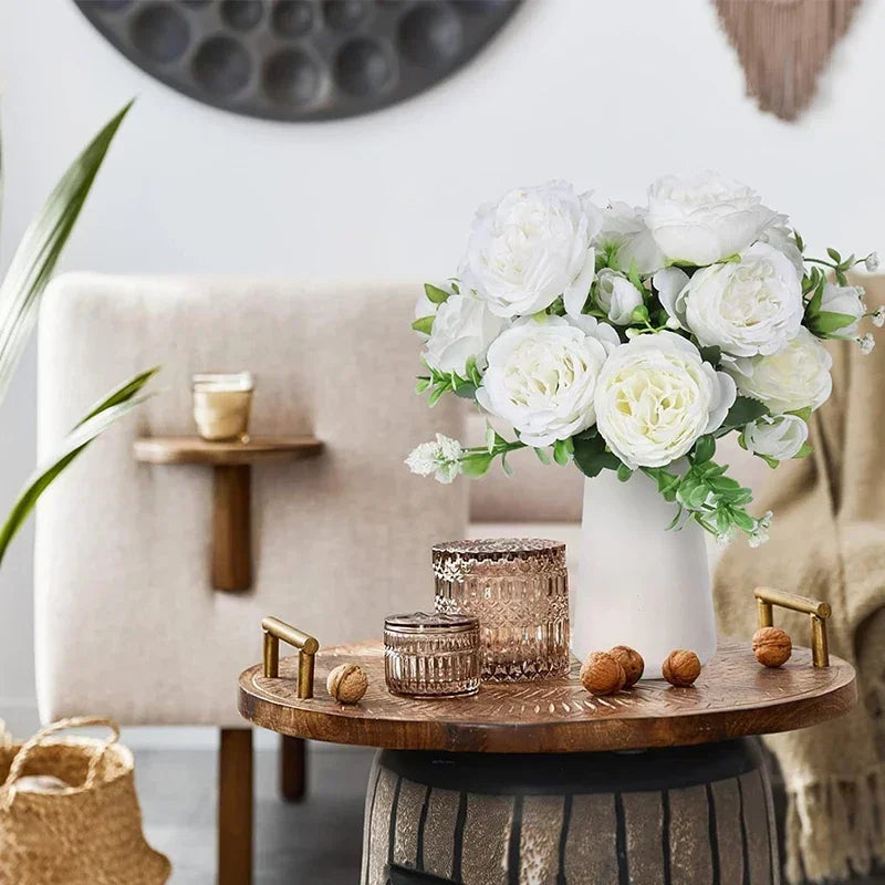 10 Bundles Artificial Peony Flowers Faux Silk Peony Bouquet for Home Wedding Table Centerpiece Decoration