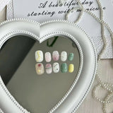 10Pcs Handmade lovely Press on Nails Short Cute Reusable Adhesive False Nails Acrylic Nail Tips Nail Art Y2k Girls