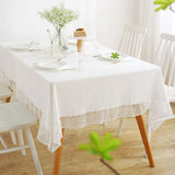 Qfdian White Lace Tablecloth French Style Meteor Shower Coffee Table Dressing Table Cover Cloth for Wedding Party Christmas Decorations
