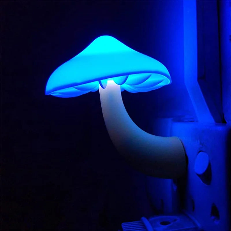 Qfdian LED Night Lights Mushroom Shape Automatic Sensor Toilet Bedroom Decor Wall Lamps Light-control Sensor Bedroom Light